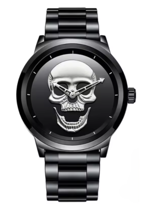 Moška ura Skull Head Srebrna