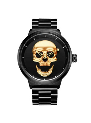 Moška ura Skull Head Zlata