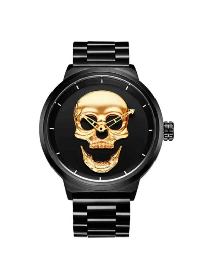 Moška ura Skull Head Zlata